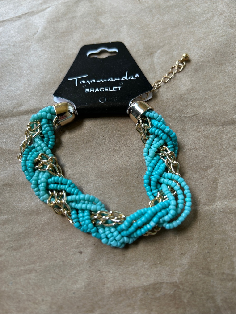 Taramanda Turquoise Beaded & Gold Chain Bracelet